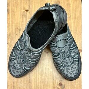 Propet Travellite Women's Ghillie Casual Shoe Gray Leopard Size 9W (wide D)